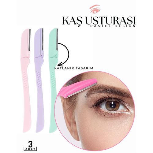 Takaz Global Katlanabilir Kaş Usturası 3 ADET Pastel Design