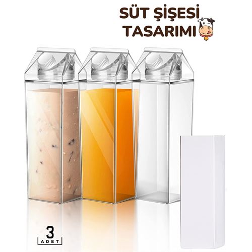 Takaz Global Süt Kutusu Şeklinde İçecek Şişesi  3 lü