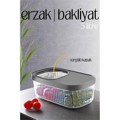 Takaz Global MultiBox Erzak Bakliyat Kutusu Sürgülü Kapak 5 Litre 718466