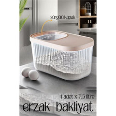 Takaz Global MultiBox Erzak Bakliyat Kutusu Sürgülü Kapak 7.5 Litre 4 ADET 718471