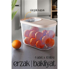 Takaz Global MultiBox Erzak Bakliyat Kutusu Sürgülü Kapak 10 Litre 4 ADET 718472