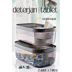 Takaz Global MultiBox Deterjan Tablet Kutusu Sürgülü Kapak 5 Litre 2 ADET