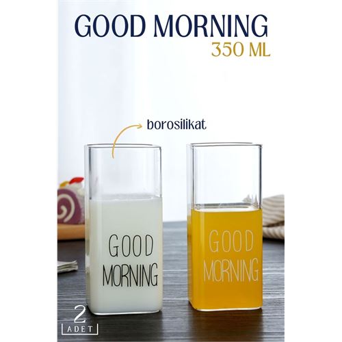 Takaz Global Kare Good Morning Bardak Borosilikat 2 ADET