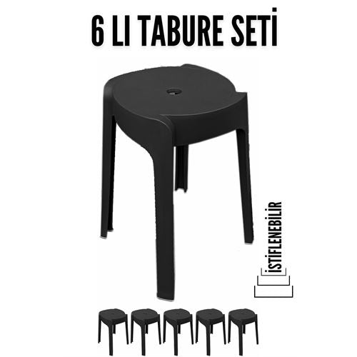 Takaz Global İstiflenebilir 6 lı Tabure I.Bottega Design SİYAH 718504