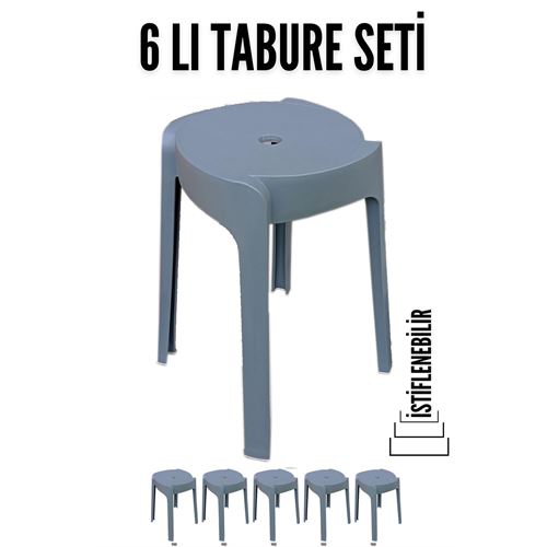 Takaz Global İstiflenebilir 6 lı Tabure I.Bottega Design GRİ 718505