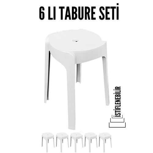 Takaz Global İstiflenebilir 6 lı Tabure I.Bottega Design BEYAZ 718507