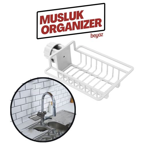 Takaz Global Patrisha Musluk Organizeri Mutfak Banyo Duş BEYAZ