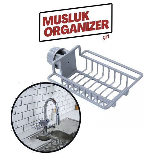 Takaz Global Patrisha Musluk Organizeri Mutfak Banyo Duş GRİ