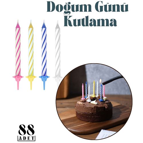 Takaz Global Doğum Günü Pasta Mumu 88 Adet 5 cm