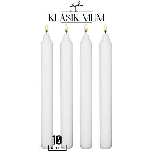 Takaz Global 10 Adet Klasik Mum Seti
