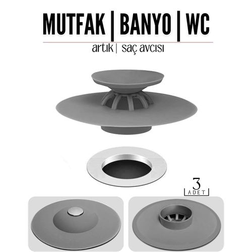 Takaz Global Lavabo Küvet Artık ve Saç Avcısı Design 3 ADET