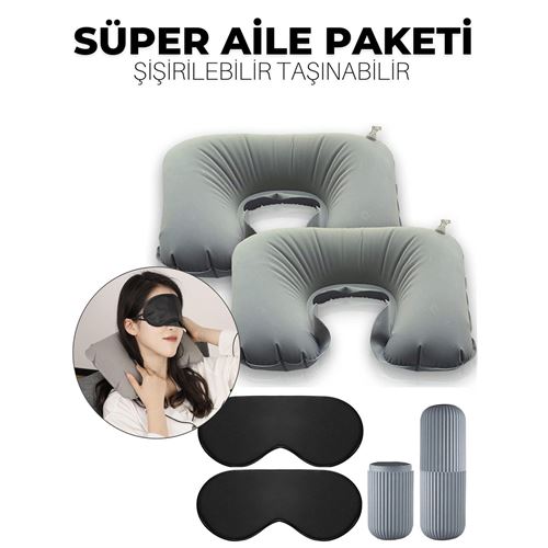 Takaz Global Taşınabilir Boyun Uyku Yastığı Süper Aile Seti