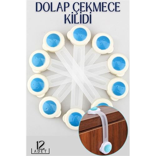 Takaz Global Çocuk Dolap ve Çekmece Kilidi 12 li PAKET