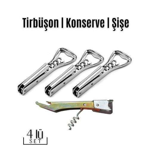 Takaz Global Tirbüşon Konserve Şişe Açacağı 4 lü SET