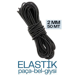 Takaz Global Bel Paça Giysi Lastiği 2 mm 50 Mt SİYAH