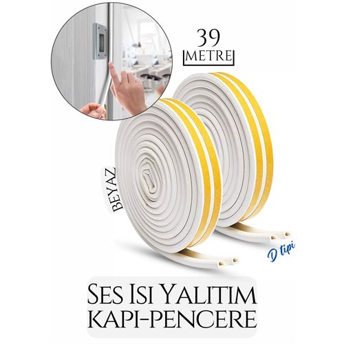 Takaz Global D Tip Kapı Pencere Ses Isı Yalıtım Bandı EPDM Kauçuk 39 Metre