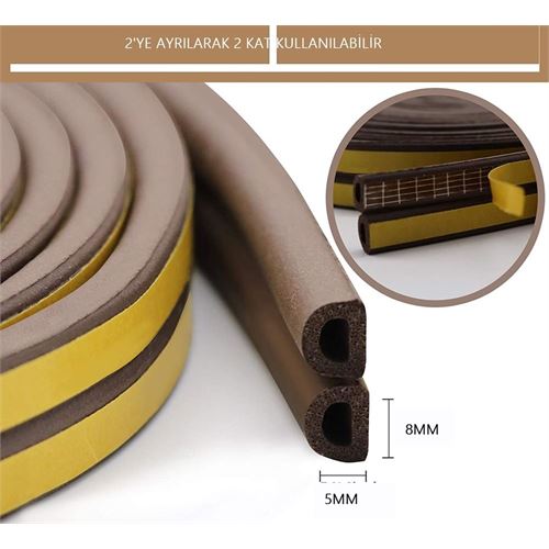 Takaz Global D Tip Kapı Pencere Ses Isı Yalıtım Bandı EPDM Kauçuk 39 Metre