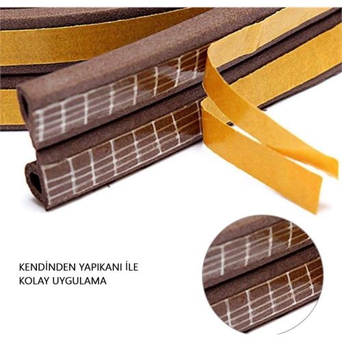 Takaz Global D Tip Kapı Pencere Ses Isı Yalıtım Bandı EPDM Kauçuk 39 Metre