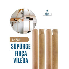 Takaz Global 2 li SET Ahşap Mop Süpürge Sapı Griselda Design