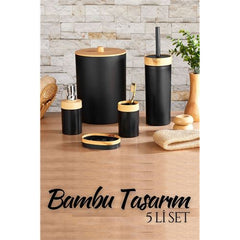Takaz Global 5 li Banyo Seti Bambu Design SİYAH