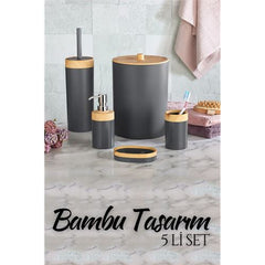 Takaz Global 5 li Banyo Seti Bambu Design ANTRASİT