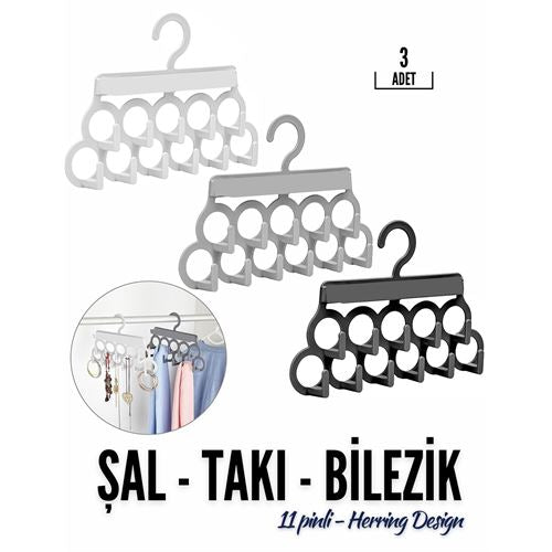 Takaz Global 3 lü Set Takı Şal Bilezik Kravat Askısı Herring Design