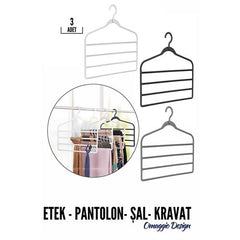 Takaz Global 3 Adet Pantolon Etek Şal Askısı Omaggio Design