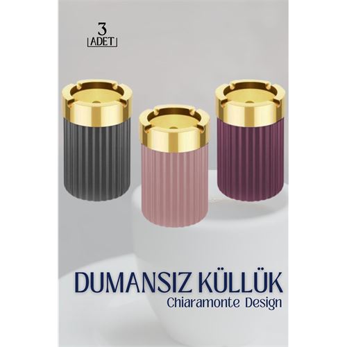 Takaz Global Dumansız Gold Küllük Chiaramonte Design 3 lü Set 719014