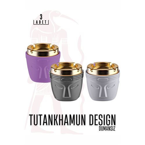 Takaz Global Dumansız Gold Küllük Tutankhamun Design 3 lü Set
