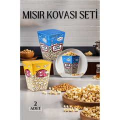 Takaz Global Mısır ve Atıştırmalık Popcorn Kovası 2 li Set Retro Design