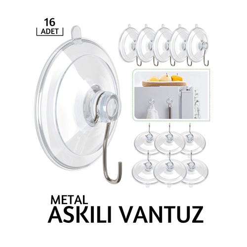 Takaz Global Metal Askılı Vantuz 16 lı Set