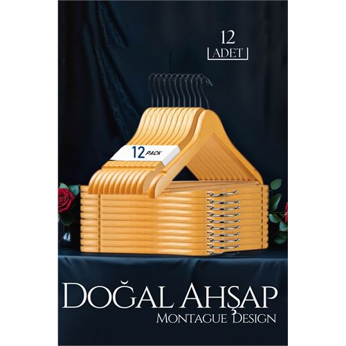 HomeCare Natural Ahşap Elbise Askısı 12 ADET