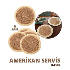 Takaz Global Hasır Amerikan Servis 6 lı Set Millan Loya Design