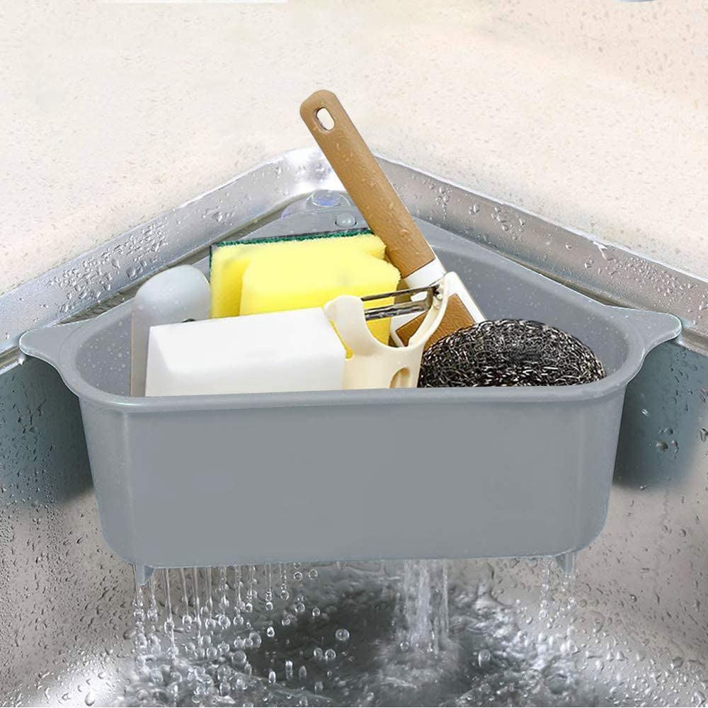 Barazza Üçgen Lavabo Köşe Süzgeçli Organizer GRİ