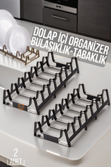 2 li Dolap İçi Tencere Kapak Ve Tabak Düzenleyici Kurutmalık Organizer