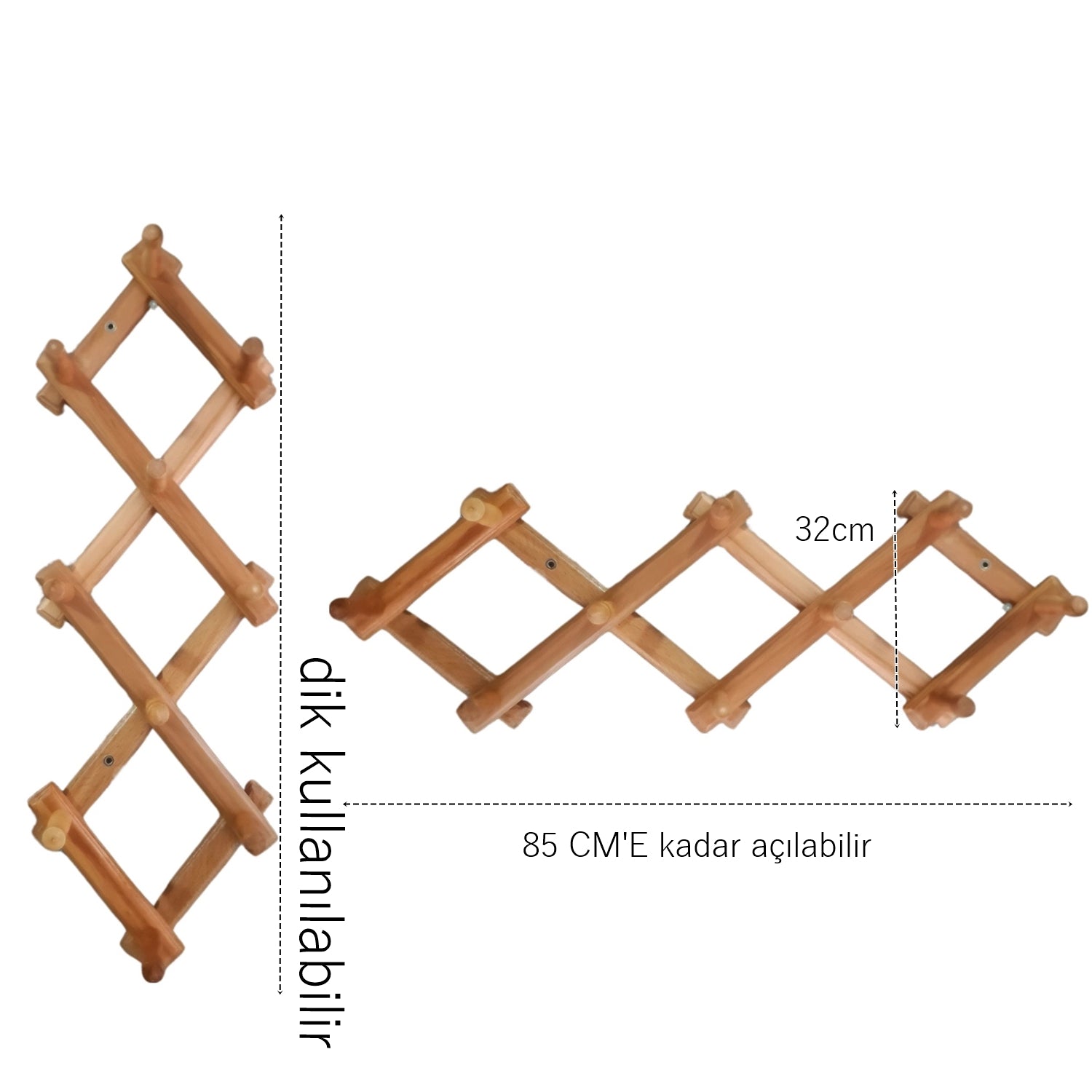 10 Pinli Ahşap Akordiyon Askı Paganelli Design 19403