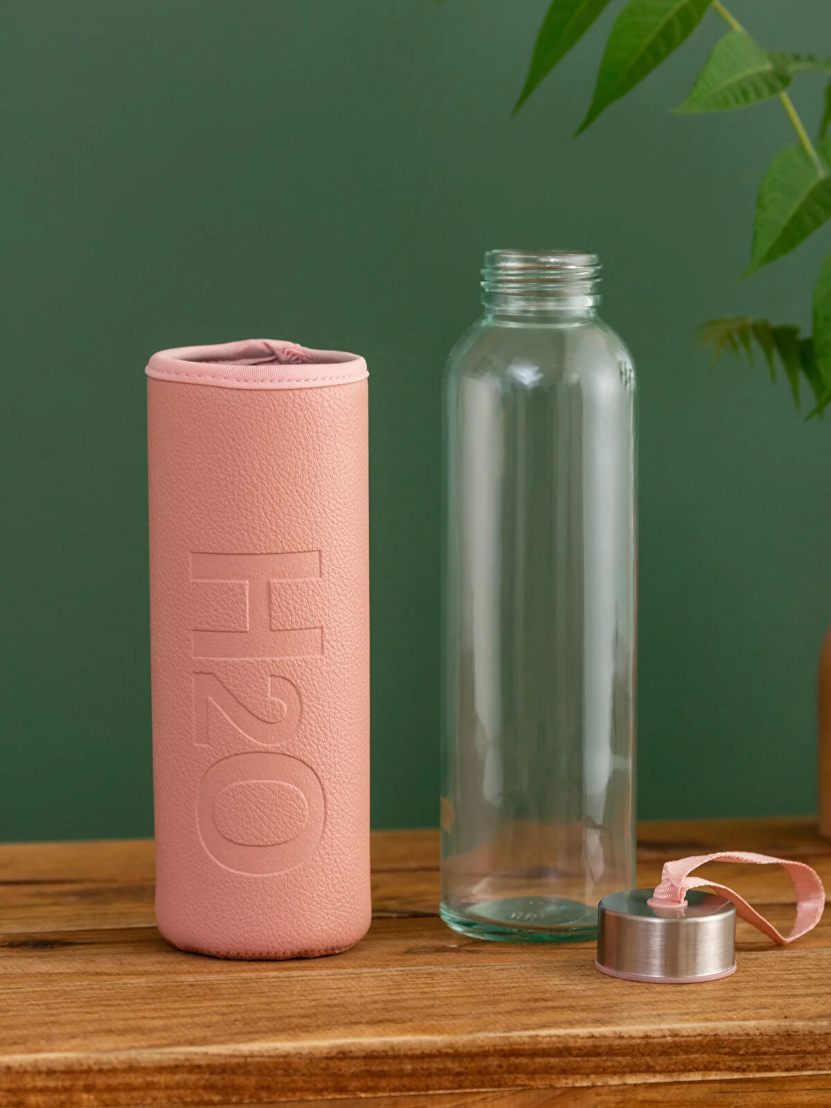 Deri Kılıflı Borosilikat Matara 500 ML 2 renk 2 li Set