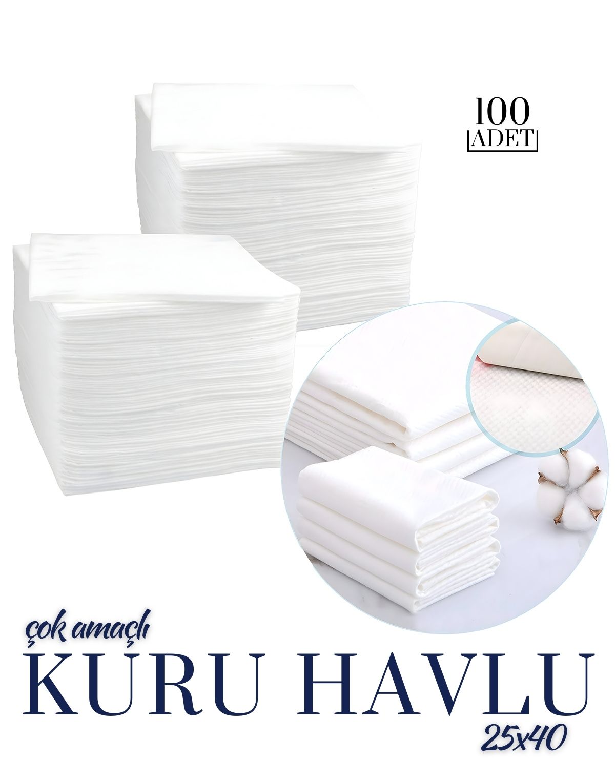 Çok Amaçlı Tek Kullanımlık Kuru Havlu 25x40CM 100 Adet