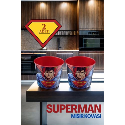 Takaz Global Superman Patlamış Mısır Popcorn Kovası 2 li SET
