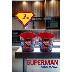Takaz Global Superman Patlamış Mısır Popcorn Kovası 2 li SET