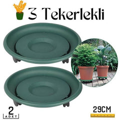 Saksı Taşıyıcı ve Altığı 29 Cm Tekerlekli 2 ADET YEŞİL