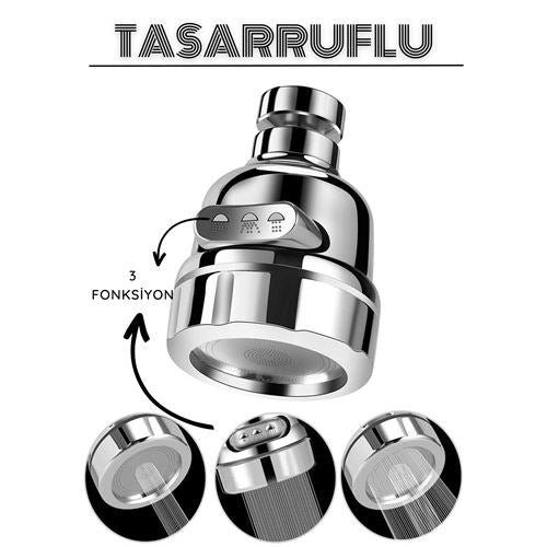 3 Fonksiyonlu Tasarruflu Musluk Başlığı Krom 715305