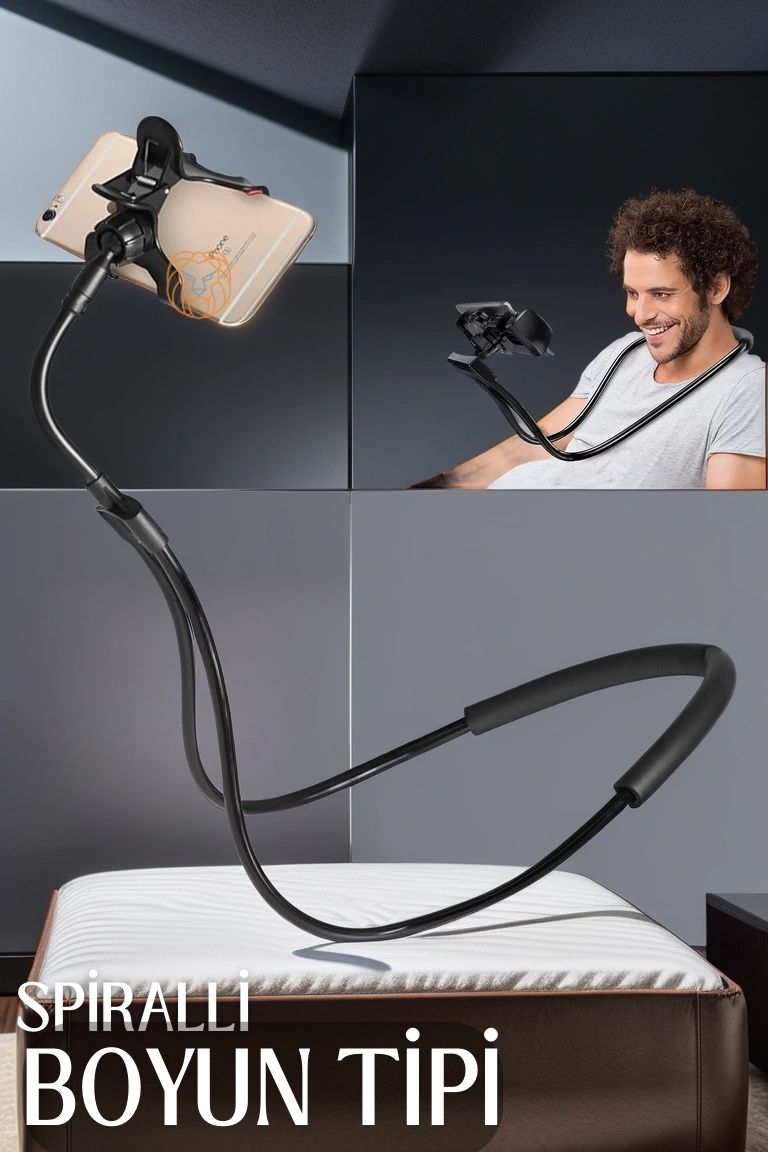 Boyun Telefon Tutucu 70 Cm Spralli 360 Derece Manganiello Design