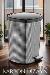 Pedallı 6 Lt Çöp Kovası Karbon Design