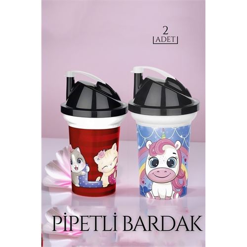 Takaz Global Pipetli Kız Çocuk Bardak Seti 2 adet
